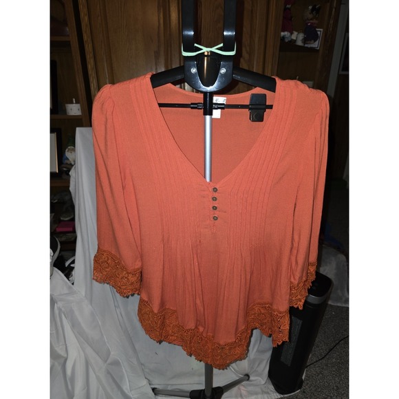 VENUS Tops - Venus With Lace Accents On Sleeves And Hem. Casual, Academia, Y2K, Cottagecore,